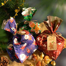 圣诞节礼品包装纸袋彩绘圣诞老人糖果袋降临日历牛皮纸包装袋24套