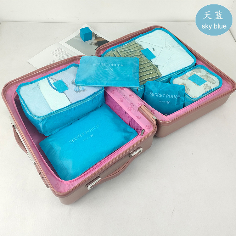 Ropa transfronteriza Bolsa de almacenamiento de viaje de 7 piezas Bolsa de lavado de clasificación de ropa interior Bolsa de almacenamiento de siete u ocho piezas Bolsa de zapatos