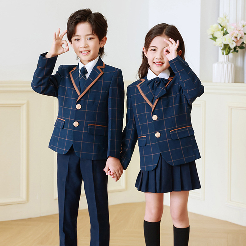 Ropa de clase de estudiante de escuela primaria niños y niñas traje vestido ropa de jardín de infantes niños estilo universitario uniforme escolar anfitrión coro ropa de rendimiento