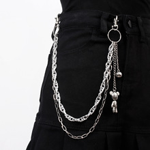 热销朋克小熊吊坠个性嘻哈吊坠裤链 双层链条潮男牛仔裤配饰腰链