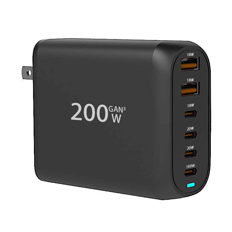 New 200W gallium nitride PD charger 100W gallium nitride 3A3C adapter 200W multi-function 4C2A direct charge