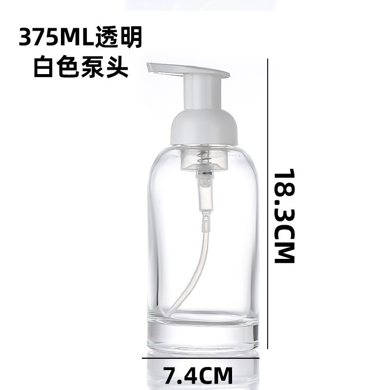 Venta al por mayor 375ml mousse espuma botella 250ml desinfectante de manos botella de espuma tipo de prensa de vidrio sub-botella burbujeador