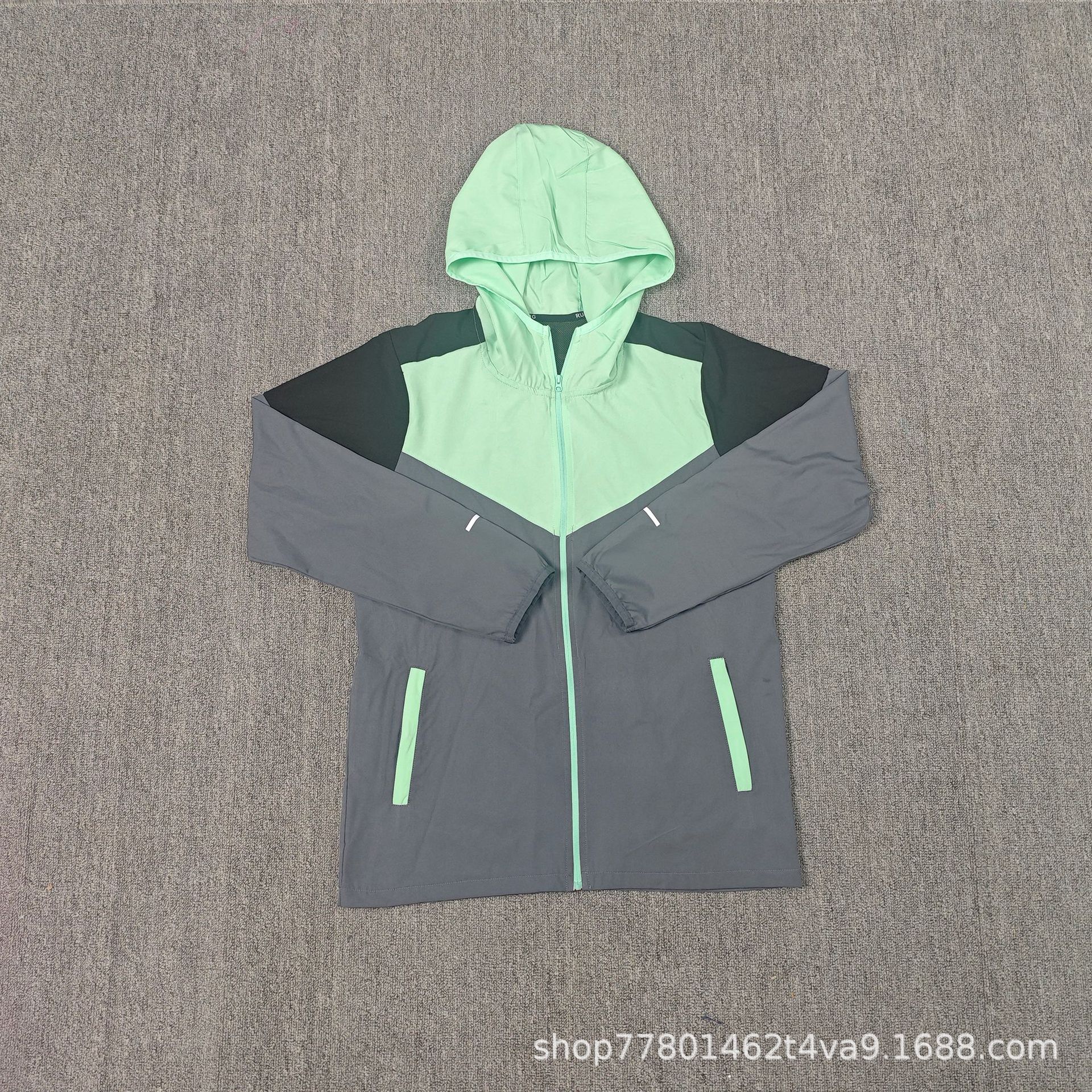 Other Windbreaker Jacket Sun Protection Colorblock Mint Green Grey
