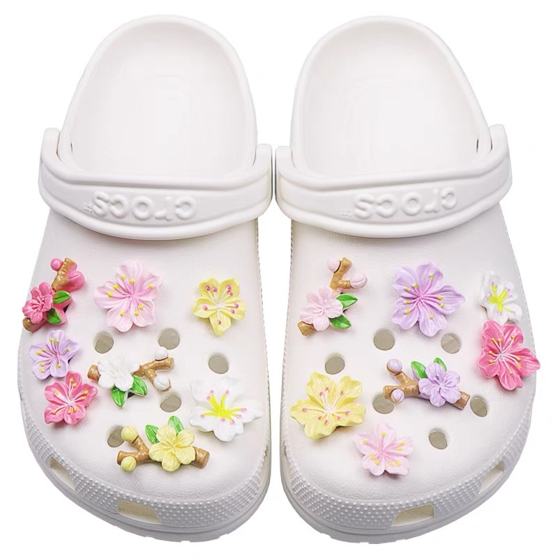 Nuevo estilo transfronterizo flor de todos los partidos resina de bricolaje flor de durazno lindo agujero de crocs zapatos de agujero accesorios de zapatos de agujero de flor