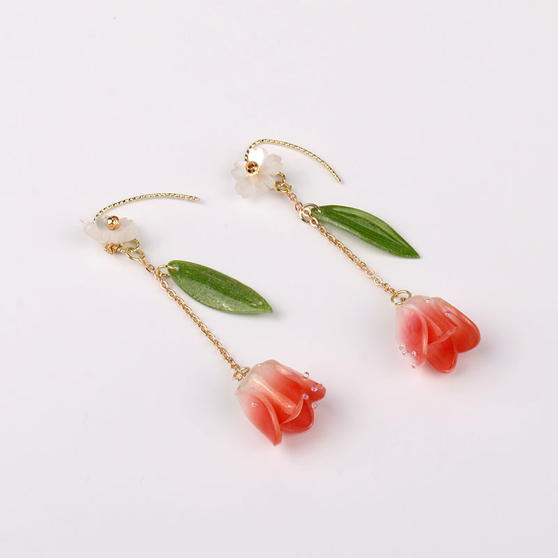 Acrílico Termocontraíble tulipán flor DIY accesorios de la joyería pendientes horquilla accesorios para el cabello colgante materiales hechos a mano al por mayor