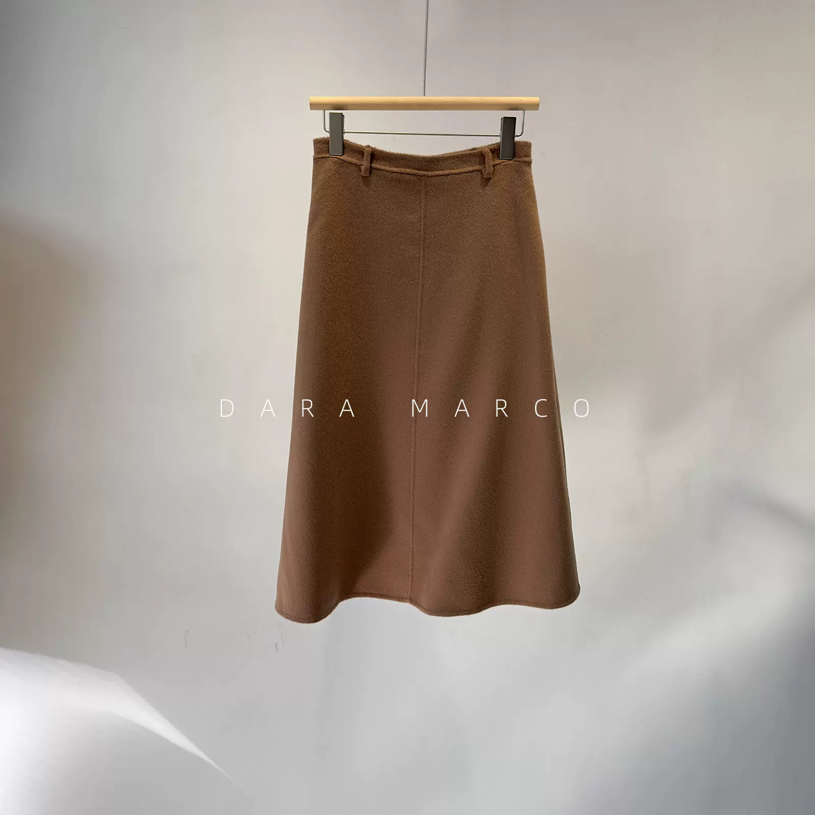 M家经碘A字版型柜上6K+微喇双面绵羊毛中长款呢子半身裙秋冬百搭