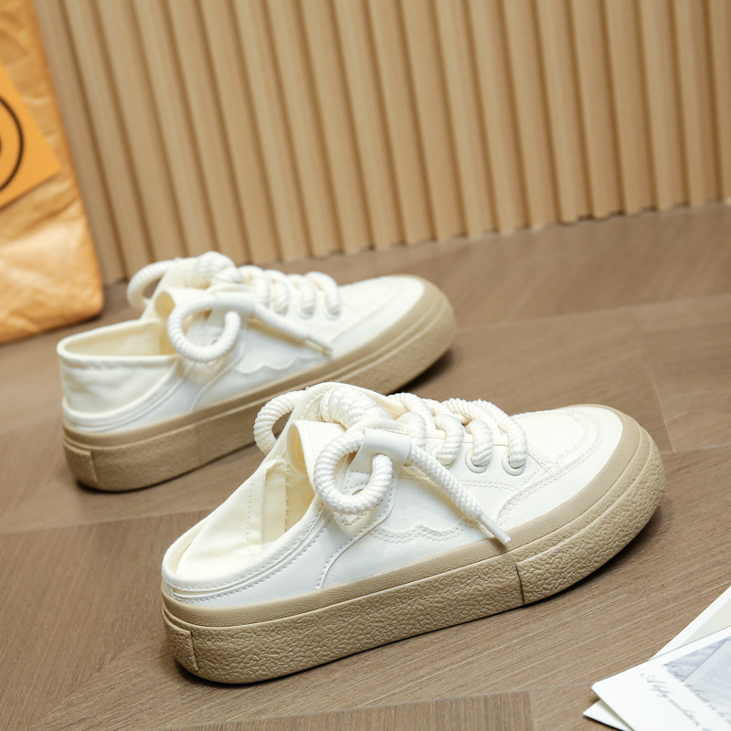 VASIBAEN Niche Design Half-support 2023 Poletje Novi platneni čevlji Lazy One pedal all-match superge trend_voghion.com