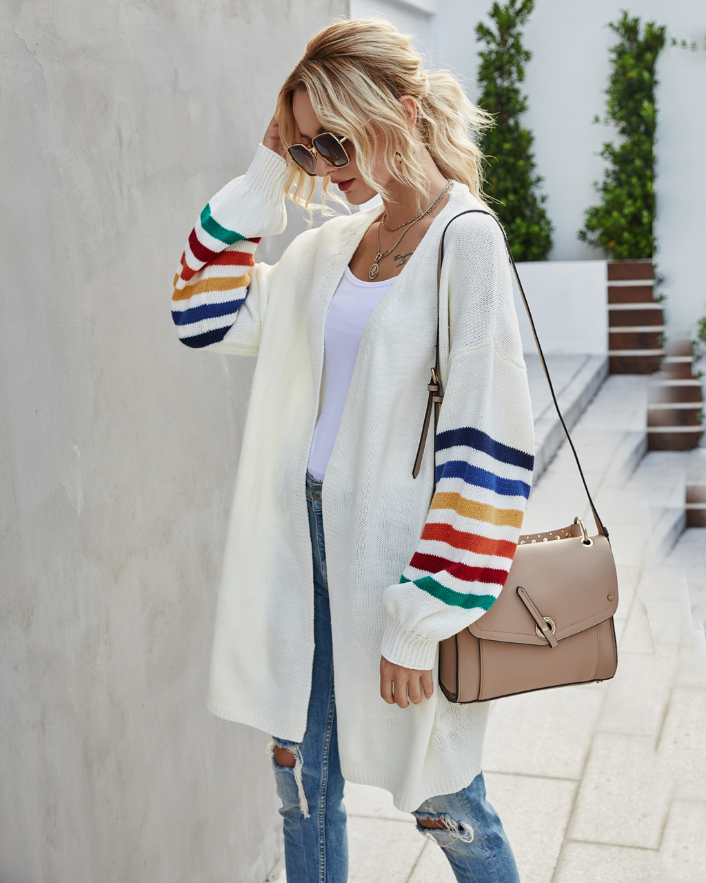 Women's Clothing patchwork loose large size sweater sweater jacket _voghion.com