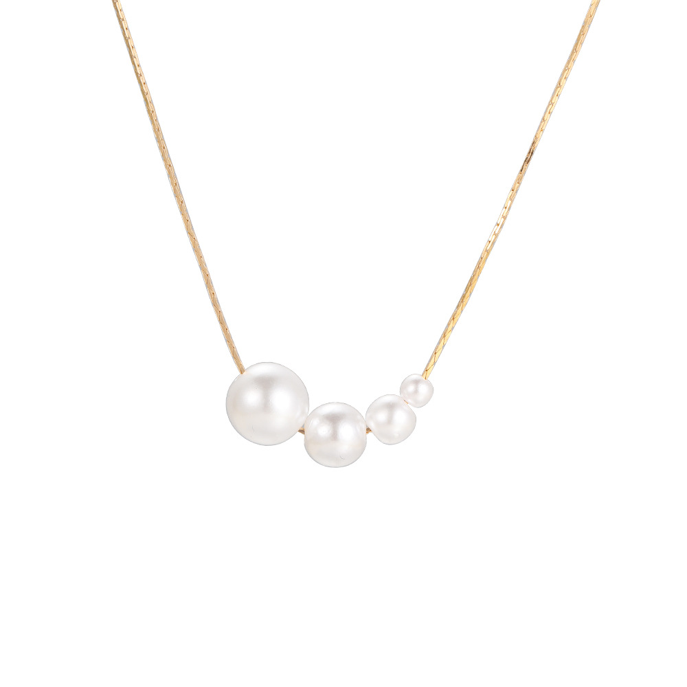 Perlenkette Retro Design Damen Schlüsselbeinkette Elegant_voghion.com