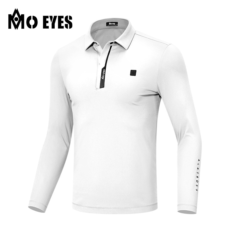 Áo phông golf nam dài tay Moeyes Magic Eye co giãn lót lông mài giữ ấm — M23YF015-màu xanh lam lộng lẫy [bên trong chải], M23YF015-Trắng [bên trong chải], M23YF015-Đen [bên trong chải]