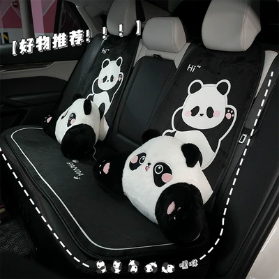 Headrest, rabbit fur embroidered cartoon car