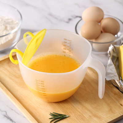 日式蛋液过滤碗带刻度搅拌碗厨房烘焙打蛋碗过滤蛋沫盆鸡蛋过滤杯