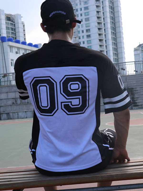 Camiseta de manga corta de verano para hombre, estilo americano, juvenil, talla grande, deportiva, de tela de ojo de pájaro, con estampado digital y secado rápido.