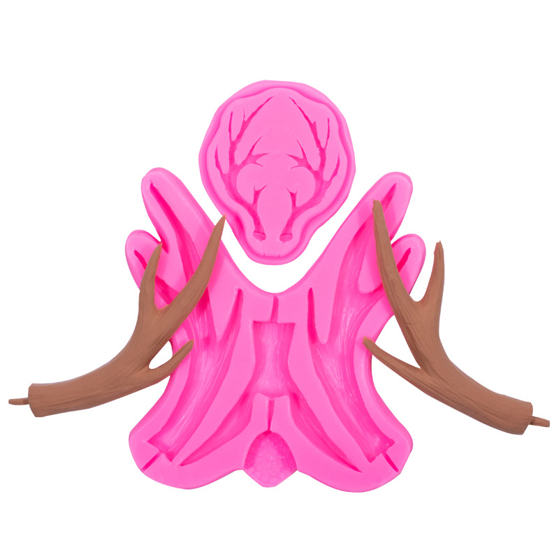 Nueva Navidad tamaño ELK Antler forma molde de silicona fondant chocolate cake decoración hornear herramienta