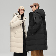 时尚大气情侣款鹅绒服天山雪鹅中长款男女鹅绒服连帽羽绒服