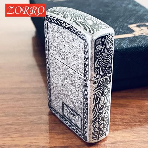 zorro brass kerosene windproof lighter personalized creative gift wheat edge lighter classic kerosene machine