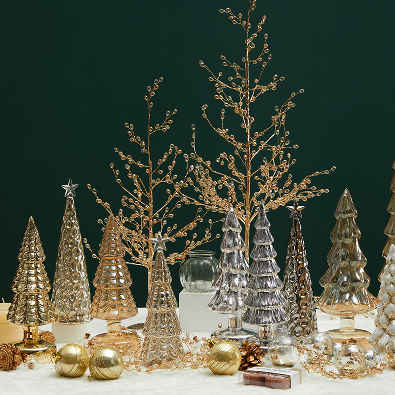 Árbol de Navidad de vidrio decoración de escritorio decoración luminosa lámpara de noche transfronteriza decoración del hogar props regalos de Navidad