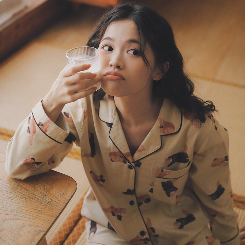 Special Offer - Japanese-Style Sweet Pajamas for Women, Pure Cotton Autumn and Winter Flannel Cartoon Loungewear Long-Sleeve Set Special Offer - Japanese-Style Sweet Pajamas for Women, Pure Cotton Autumn and Winter Flannel Cartoon Loungewear Long-Sleeve Set