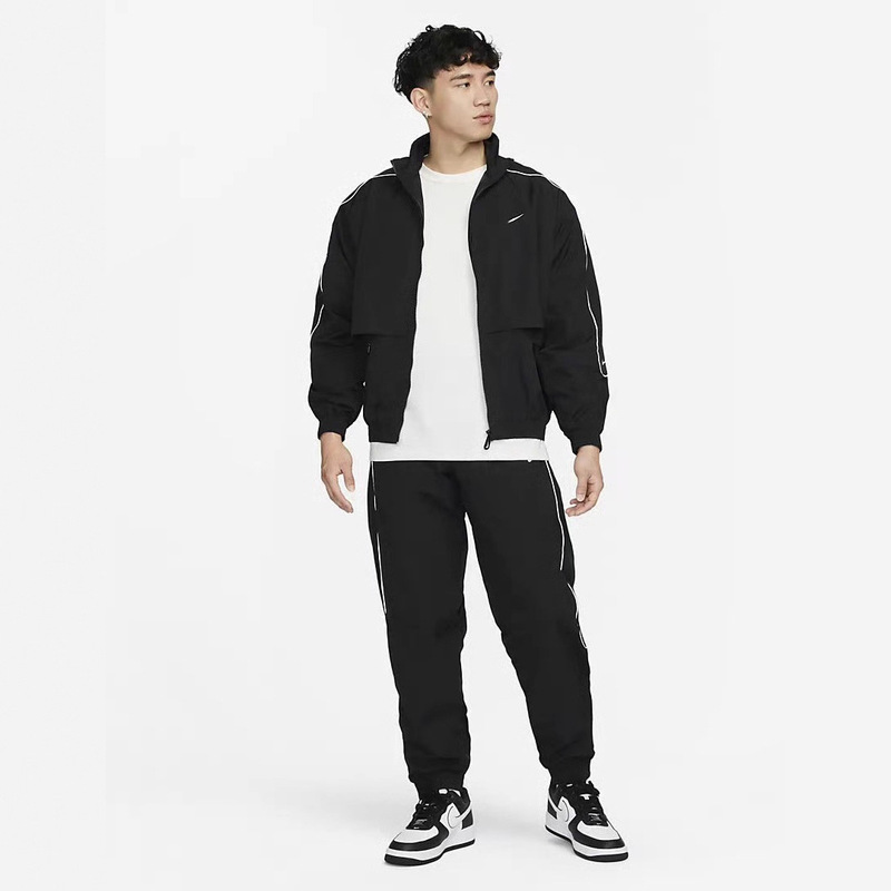 Spring and Autumn New Suit Men's Stand Collar Windbreaker Jacket Sports Casual Jacket Trousers Trendy Loose Sportswear