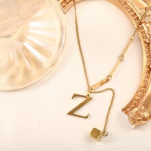 亚马逊新款跨境热销不锈钢字母百搭高级饰品 锁骨链简约风DIY配饰