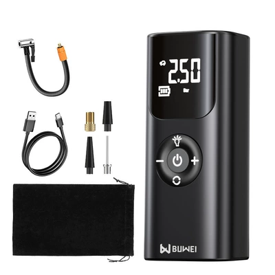 Car Air Pump, Portable Wireless Inflator, Automatic High-Pressure Inflator for Car Tires, Mobile Phone Charging Port (Hava nasosu) - buwei-qs002-air-pump-upgraded-black-edition