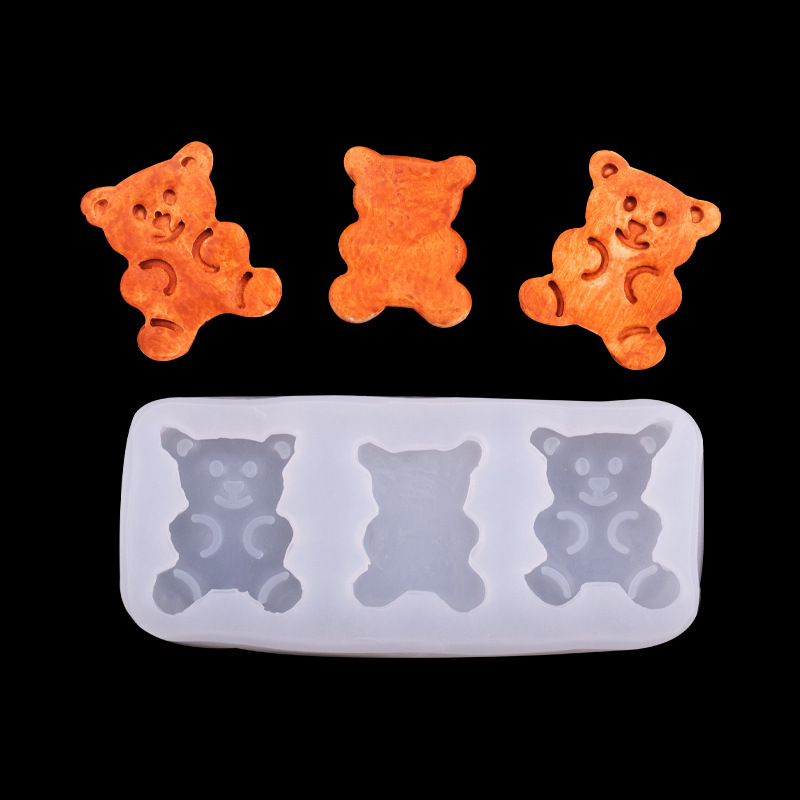 Tres Oso de dibujos animados silicona molde arcilla epoxi cerámica suave herramientas para hornear Zhang fondant chocolate Accesorios