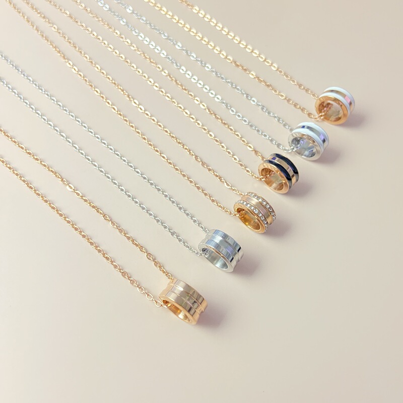 Dw Series Necklace with Diamonds, Single-Slot Titanium Steel Rose Gold, Small Waist Design, Simple, Fashionable, Exquisite Cylindrical Clavicle Chain, Short Style Dw Series Necklace with Diamonds, Single-Slot Titanium Steel Rose Gold, Small Waist Design, Simple, Fashionable, Exquisite Cylindrical Clavicle Chain, Short Style