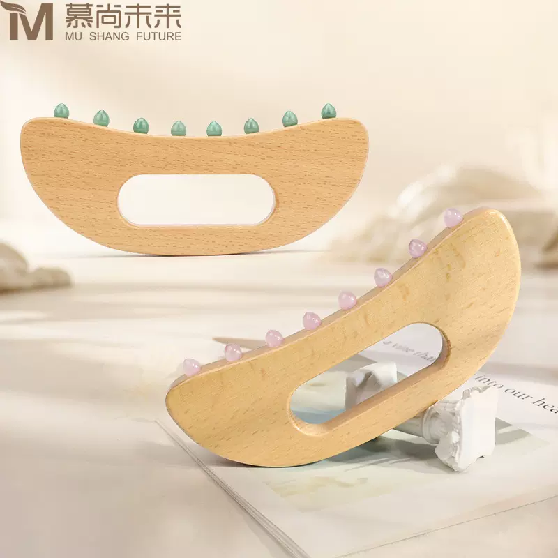 亚马逊木质品按摩器套装玉石保健器材家庭式按摩棒榉木美体经络刷
