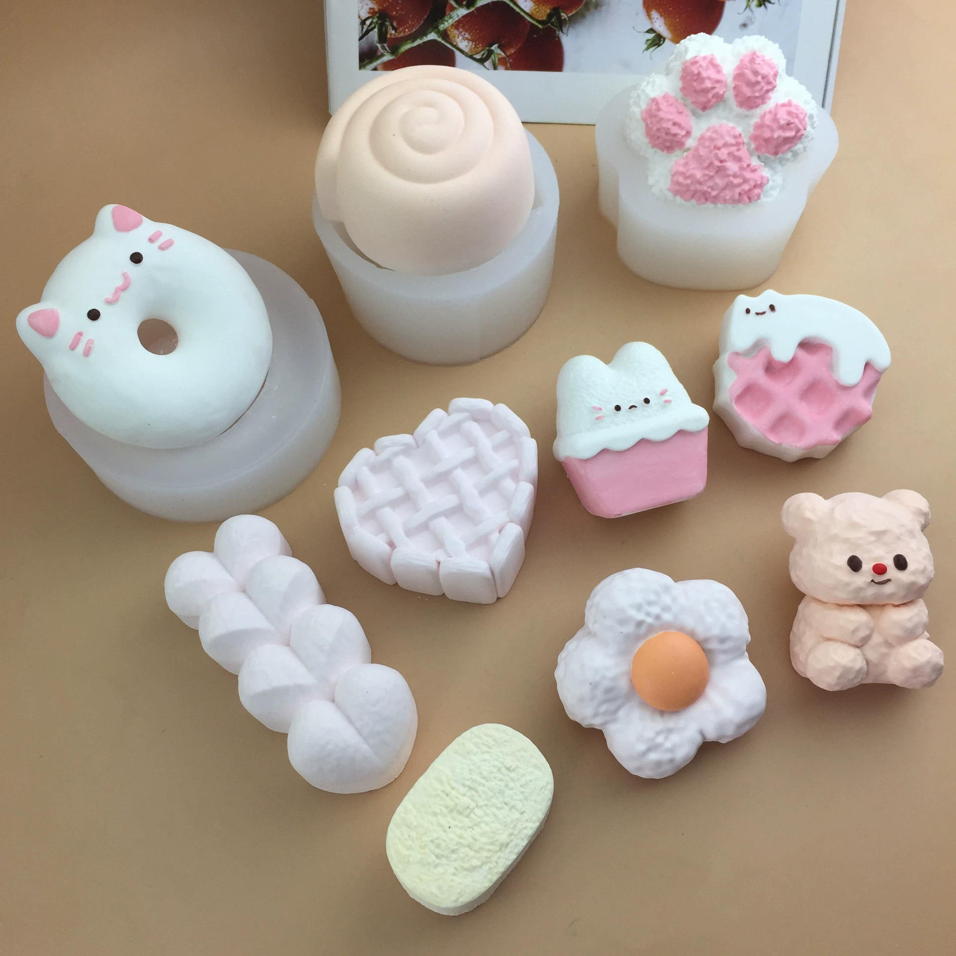 Фондант, кролик, силиконовая форма, DIY, котёнок, с милыми медвежатами, цветочный принт, снятие стресса