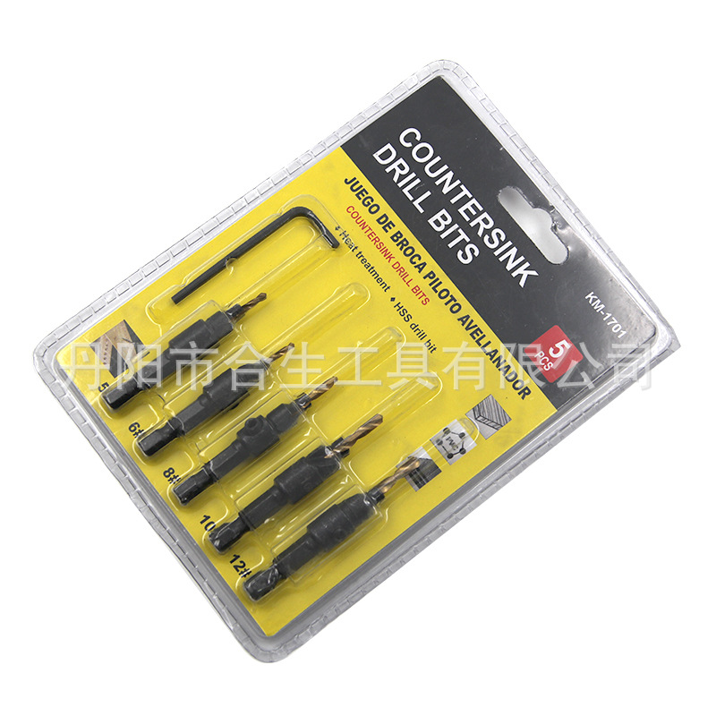 Carpintería abridor de agujero traje tornillo hexagonal herramienta de hardware taladro avellanado taladro de cono taladro de perforación de fresado