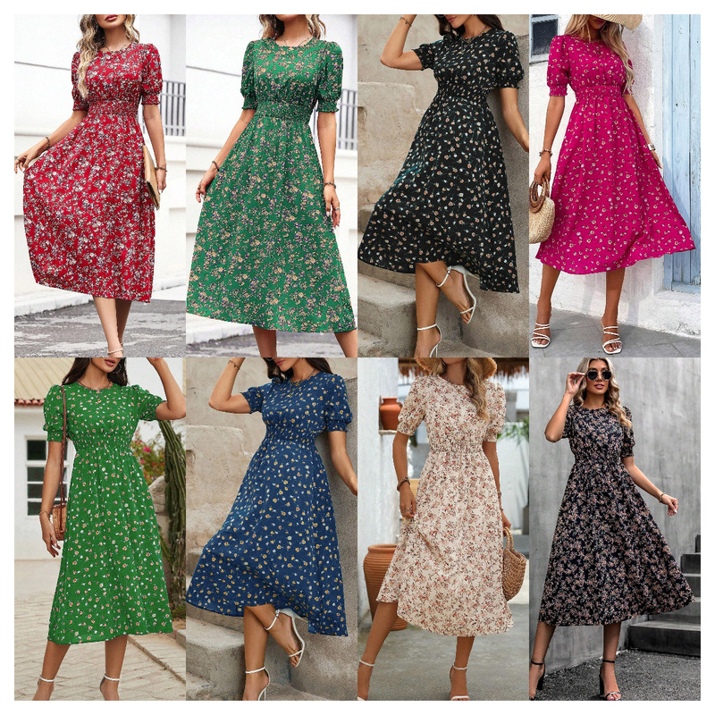 Actual Shot of Spot Foreign Trade Cross-Border 2025 New Spring and Summer European and American Floral Resort Style Dress Actual Shot of Spot Foreign Trade Cross-Border 2025 New Spring and Summer European and American Floral Resort Style Dress