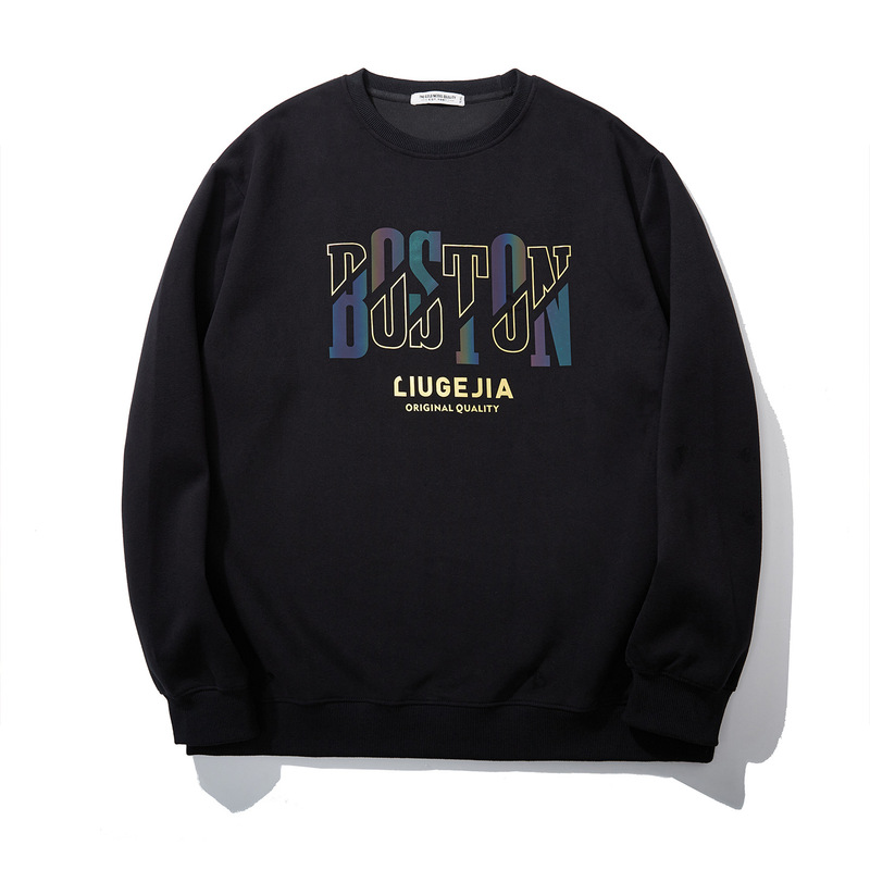 Trendy Plus Size Men's Autumn Sweatshirt with Colorful + Gold Foil Print, Loose Fit Oversized Sports Sweatshirt DT5372