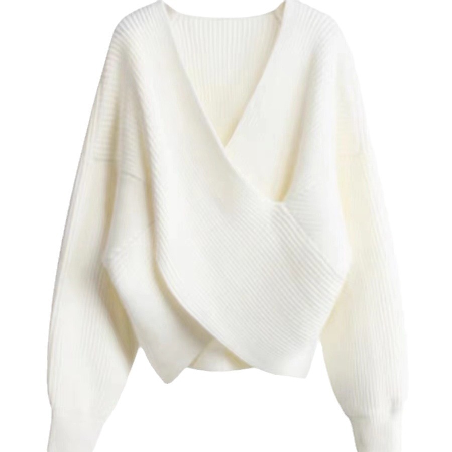 Oversized V-Neck Sweater – 3D Geometric Knit Pullover (One Size, Gray/White/Black, Arctic Fleece Blend,, Winter Layering Essential)_voghion.com