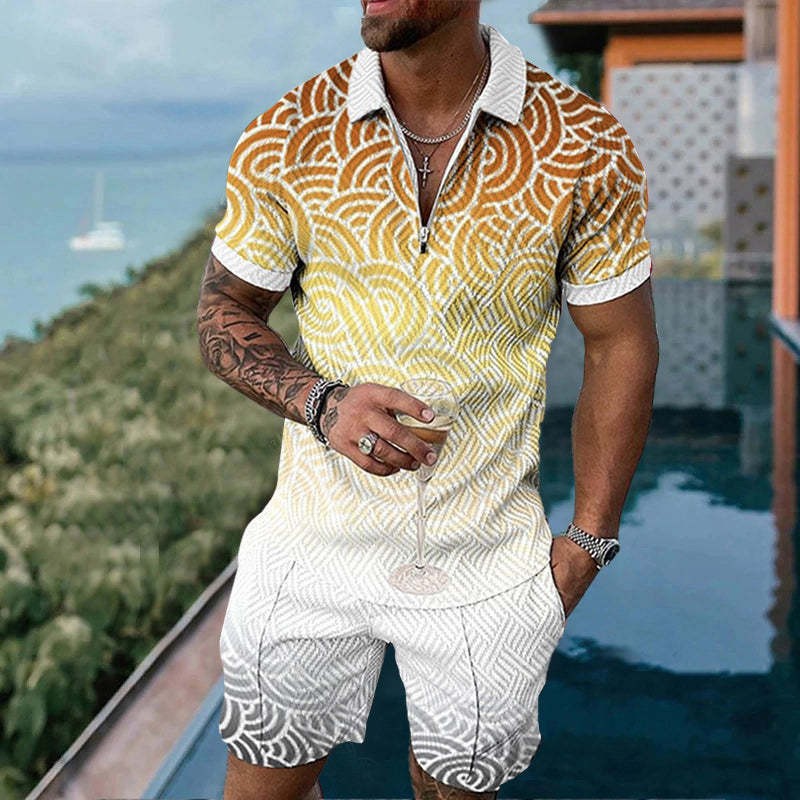 Nuevo europeo y americano transfronterizo de los hombres 3 Polo camisa traje de solapa de manga corta Jersey casual camiseta de los hombres de una sola pieza de entrega