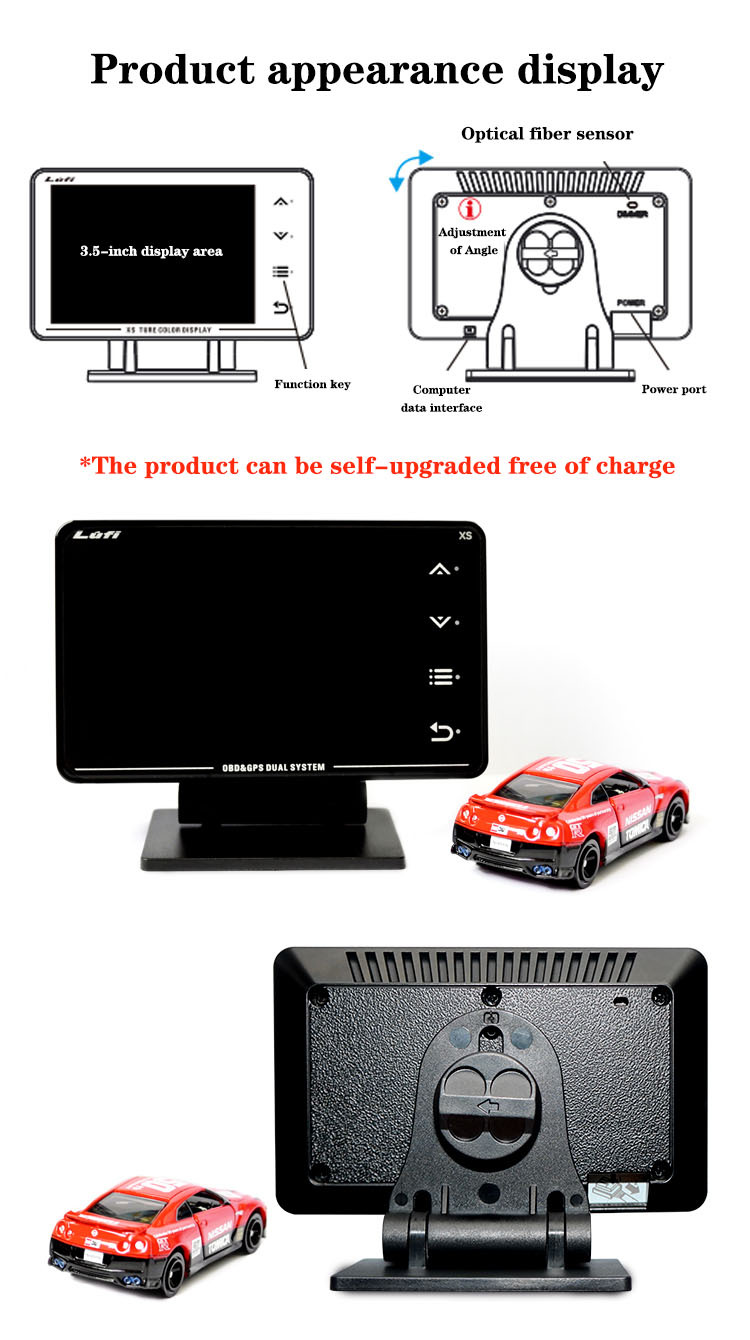 Three-generation LUFI XS car modified instrument OBD2 GPS multi-function LCD meter turbine speed G value gyro