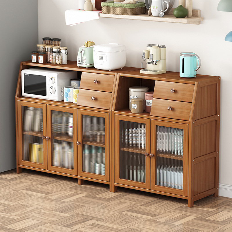 Rectangular multi-functional kitchen shelf with cabinet and cutting board, home use multi-layer simple storage cooking table