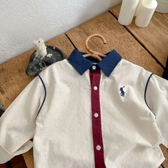 兒童襯衫長袖男童韓版上衣寶寶撞色秋季裝休閒小童潮牌襯衣女洋氣