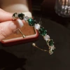 95# open bracelet-gold-green-oval round irregular