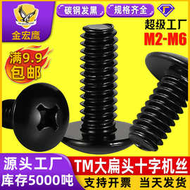TM大扁头十字槽机牙螺丝伞头螺钉蘑菇头机丝钉黑色M2/M3/M4/M5/M6