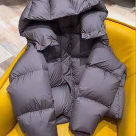 欧洲站面包服外套小个子超好看轻薄短款连帽咖色羽绒服女新款