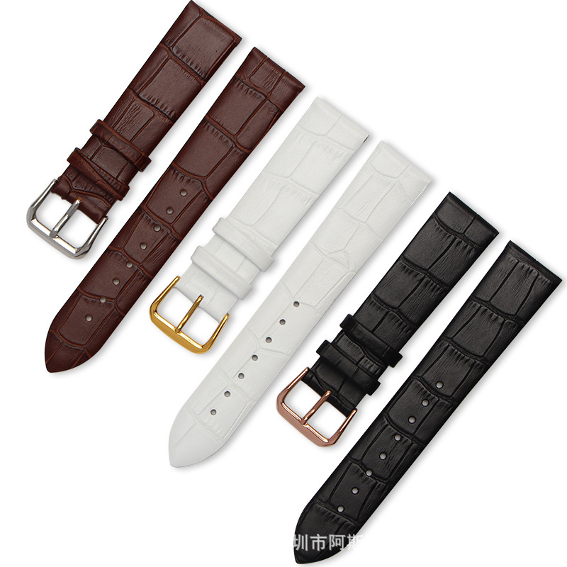 ASLD ultra-thin leather strap stainless steel pin buckle crocodile texture top layer calfskin soft waterproof men's and women's pin buckle