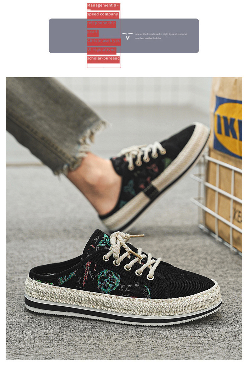 Scarpe da pescatore casual da uomo, alla moda, estive, in paglia intrecciata, con un piede solo, pigre, nuovo articolo 2024_voghion.com