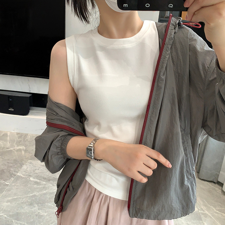 BI in! Sleeveless Solid Color Round Neck Vest 2025 Summer New Solid Color Simple and Practical Slim Fit Inner T-shirt