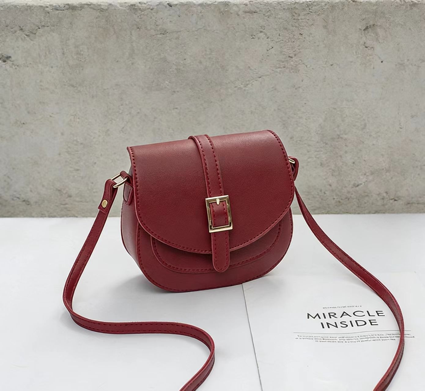 Minimalist Metal Buckle Flap Crossbody Bag With Adjustable Shoulder Strap, Versatile 2026 Commuter Women's Fashion Saddle Bag - Thumbnail 7