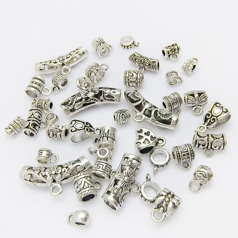 AliExpress cross-border Xizang silver retro alloy tee hanging pipe connection buckle DIY handmade bracelet necklace accessories