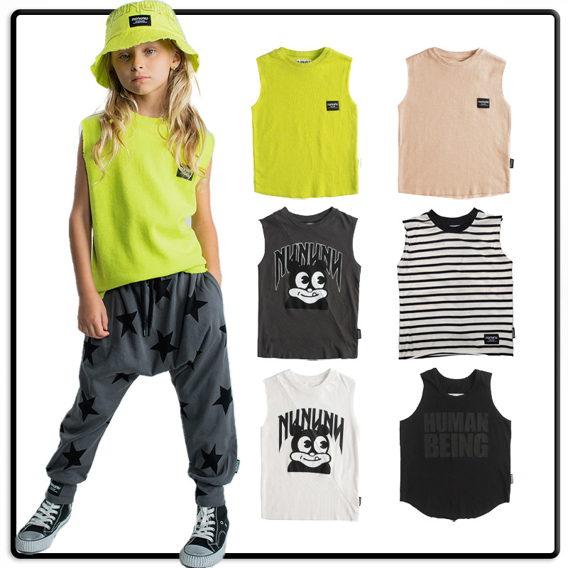 NU23 summer children's clothing children's summer round neck vest ins baby cotton boys and girls thin sleeveless top