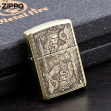 ZIPPO芝宝正品煤油打火机全铜深雕黑桃K礼盒装收藏送礼批发