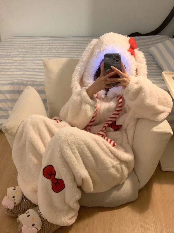 连体睡衣女冬季蓝色小八珊瑚绒加厚2025家居服卡通宿舍冬季保暖|undefined