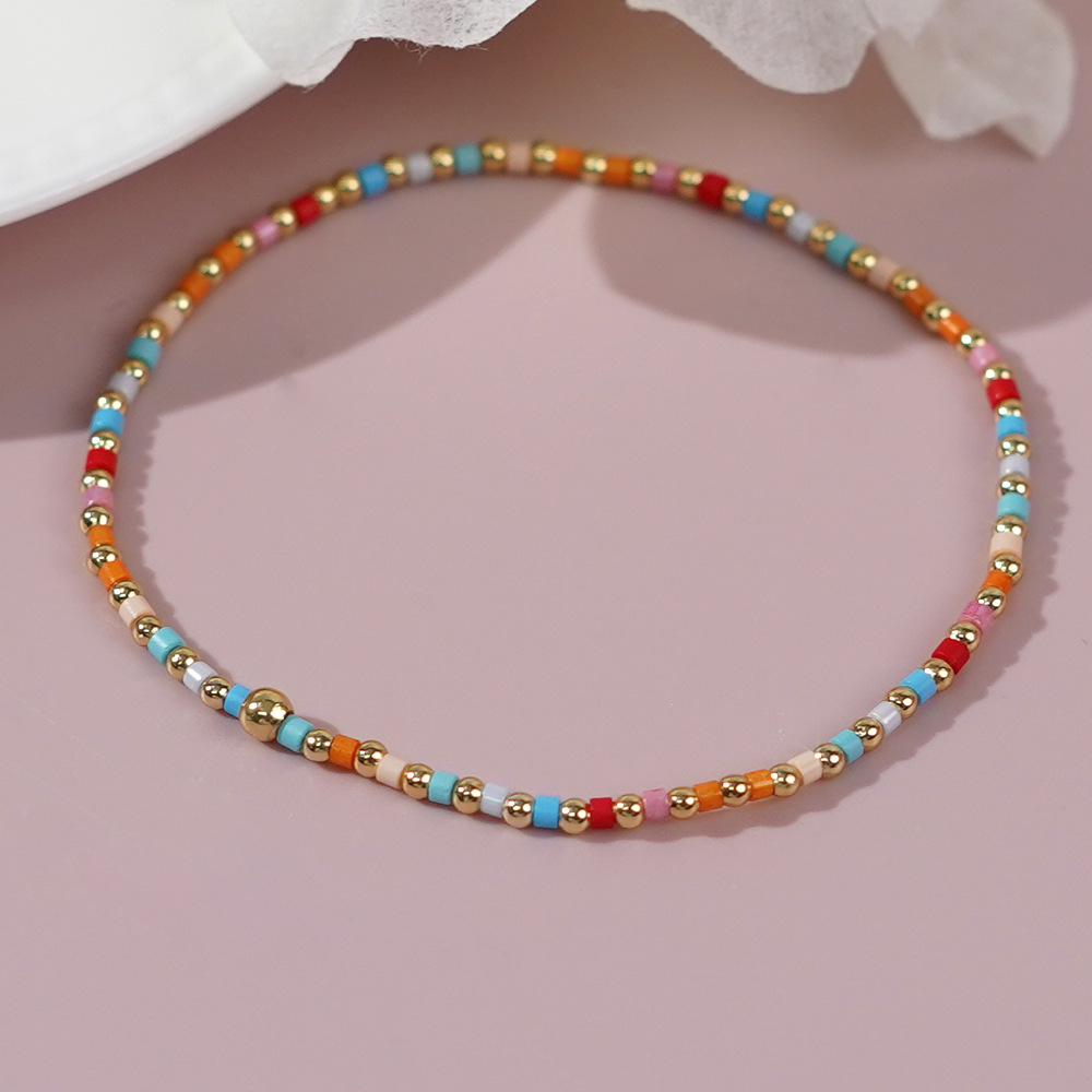Round Pattern Simple Style Classic Style Round Glass/Colored Glaze Wholesale Bracelets