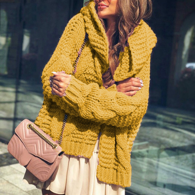 Transfronterizo europeo y americano de las mujeres de la aguja gruesa suéter de las mujeres del otoño y el invierno Nueva engrosada moda suelta chaqueta TX5051 image 9